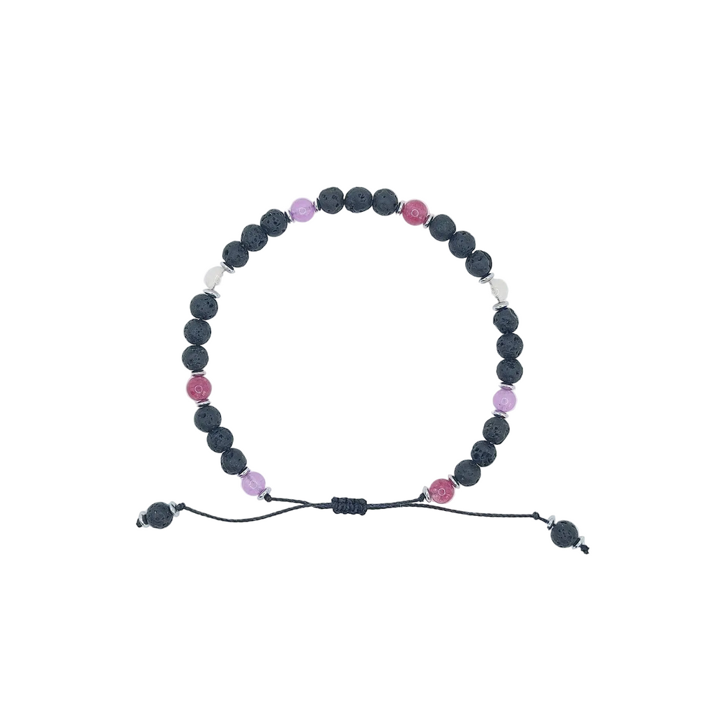 Bransoletka z lawy wulkanicznej, turmalinu i ametystu