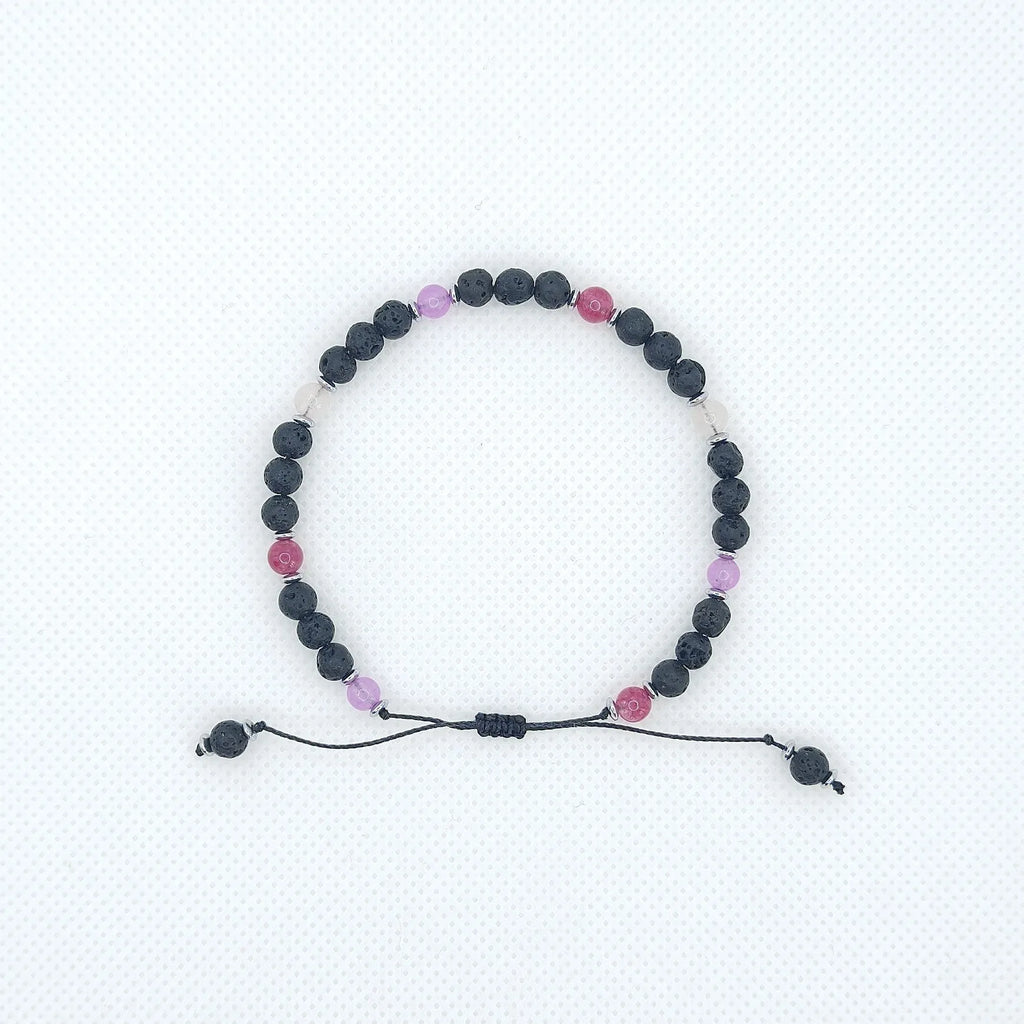 Bransoletka z lawy wulkanicznej, turmalinu i ametystu