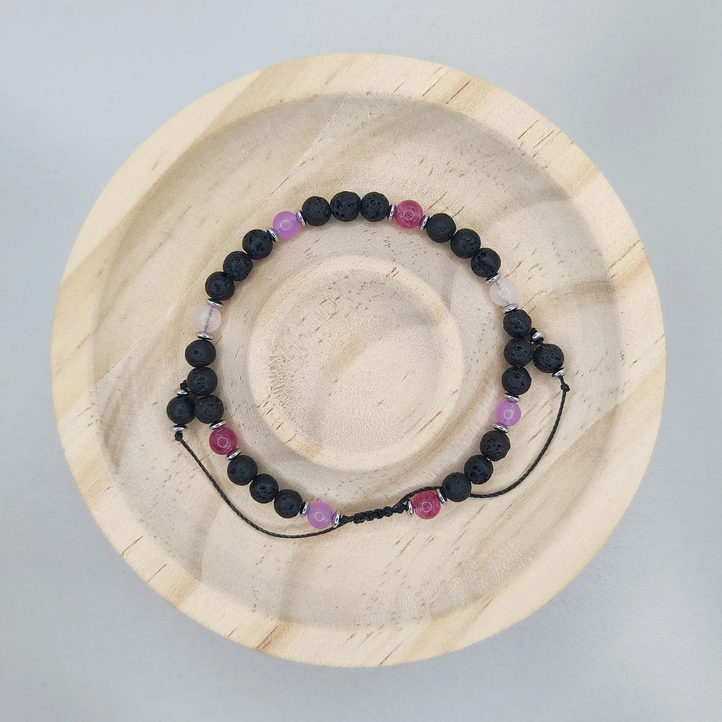 Bransoletka z lawy wulkanicznej, turmalinu i ametystu