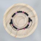 Bransoletka z lawy wulkanicznej, turmalinu i ametystu