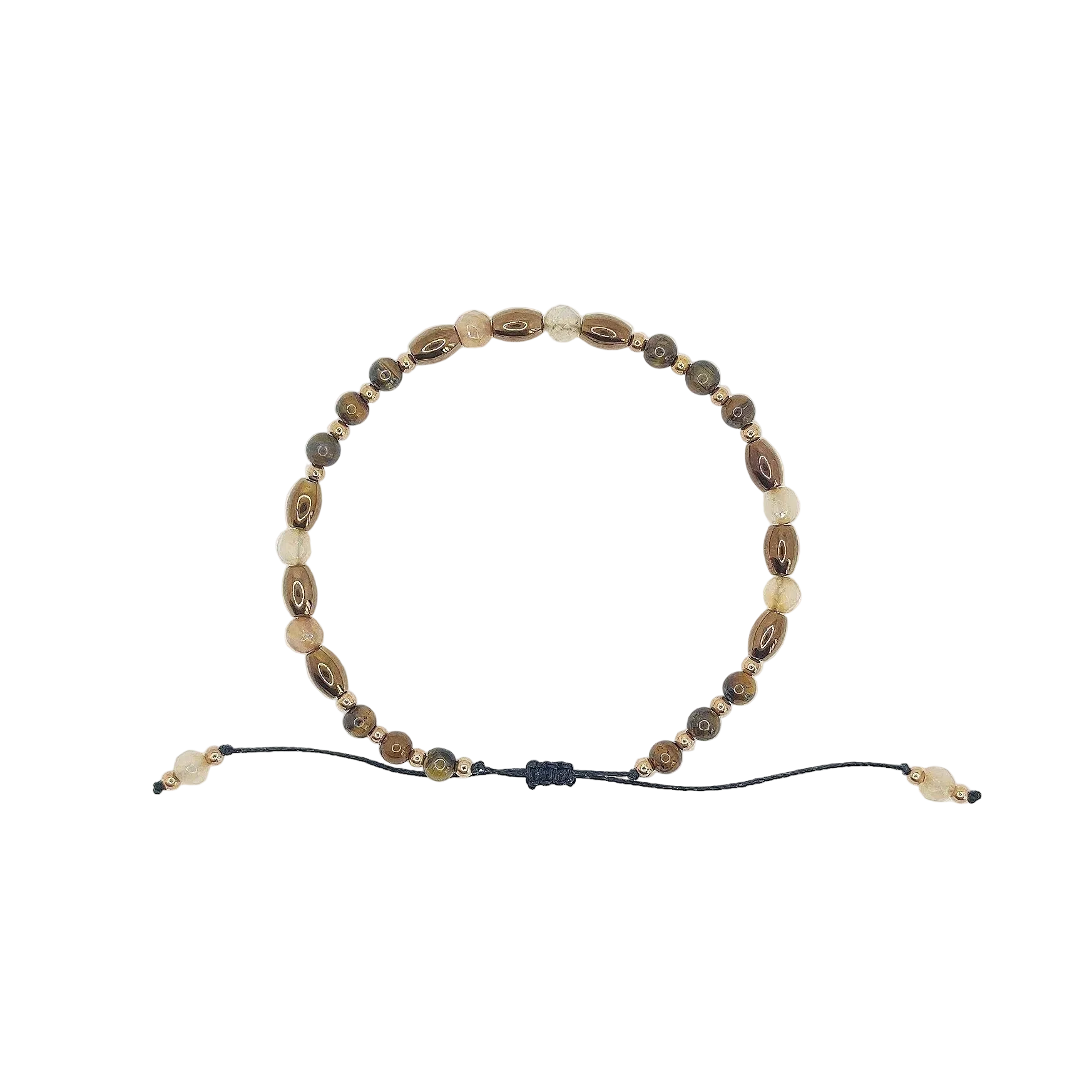 Bransoletka z agatów ognistych, tygrysiego oka i hematytu