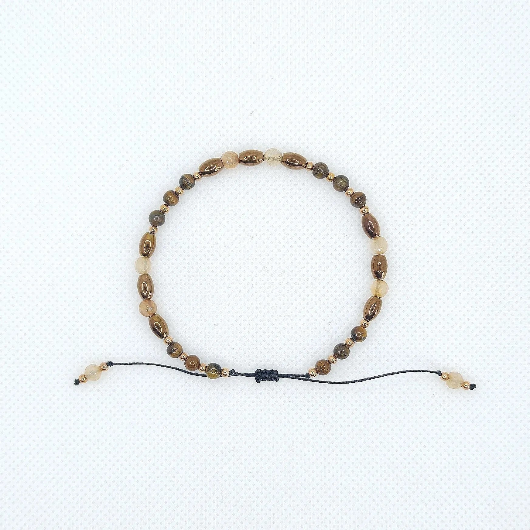 Bransoletka z agatów ognistych, tygrysiego oka i hematytu