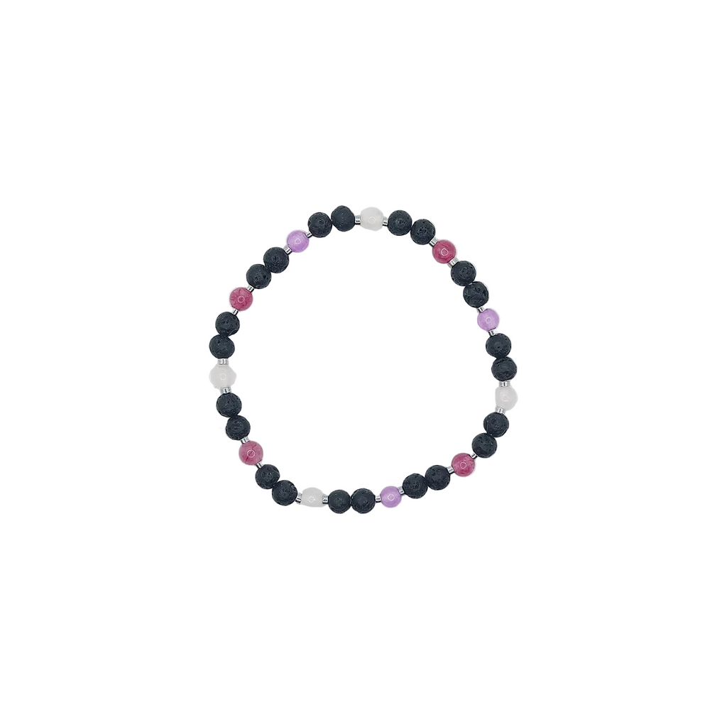 Bransoletka z lawy wulkanicznej, turmalinu i ametystu