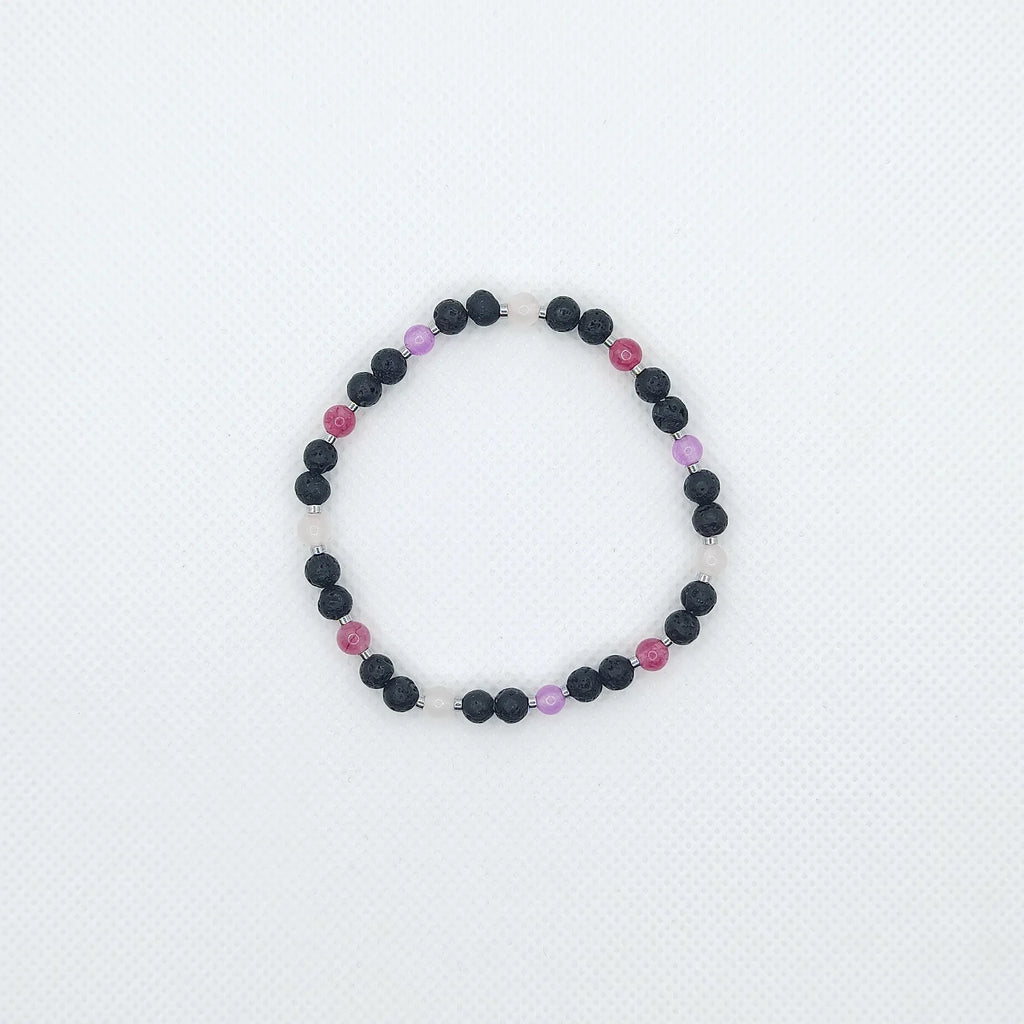 Bransoletka z lawy wulkanicznej, turmalinu i ametystu