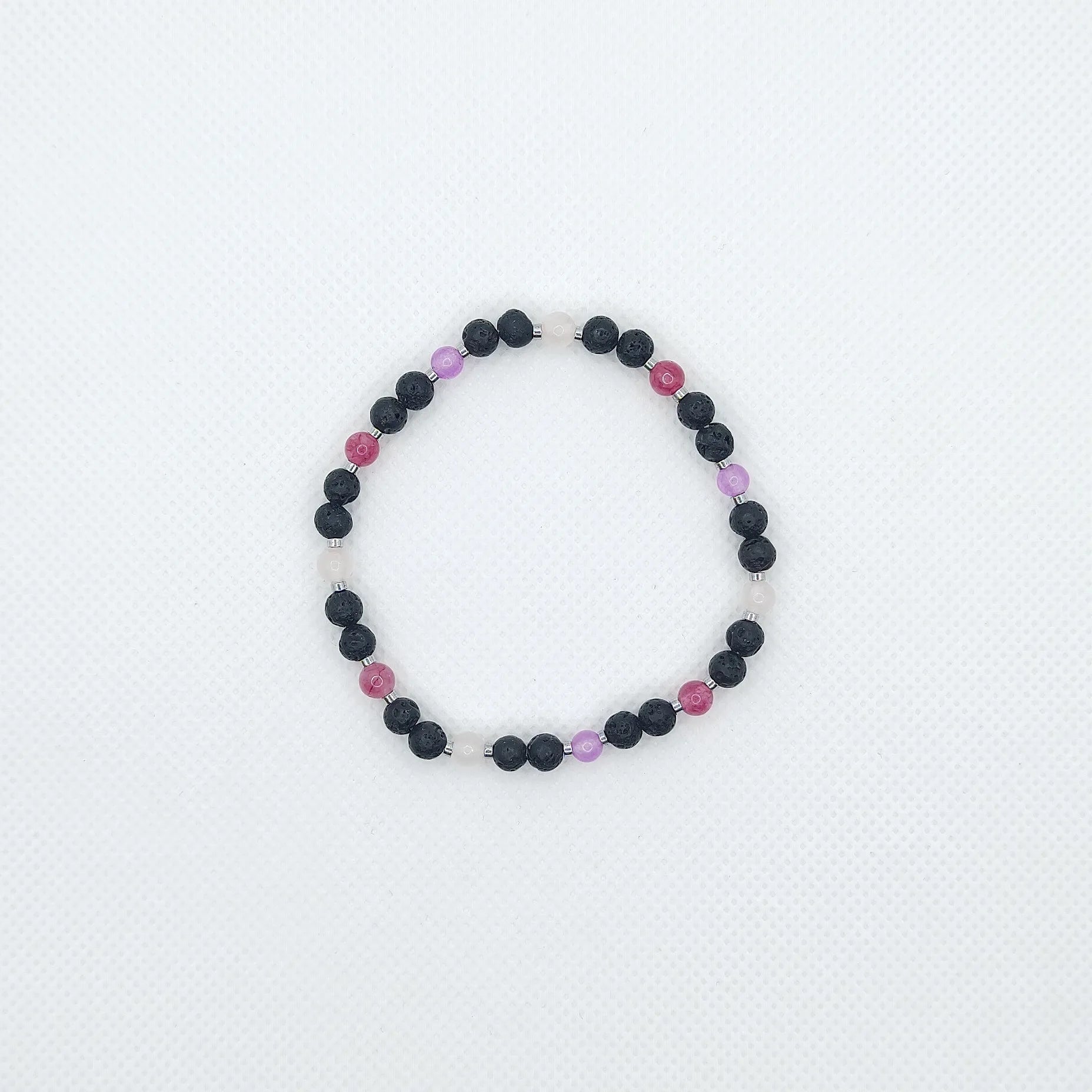 Bransoletka z lawy wulkanicznej, turmalinu i ametystu