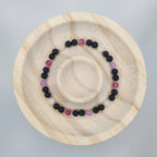 Bransoletka z lawy wulkanicznej, turmalinu i ametystu