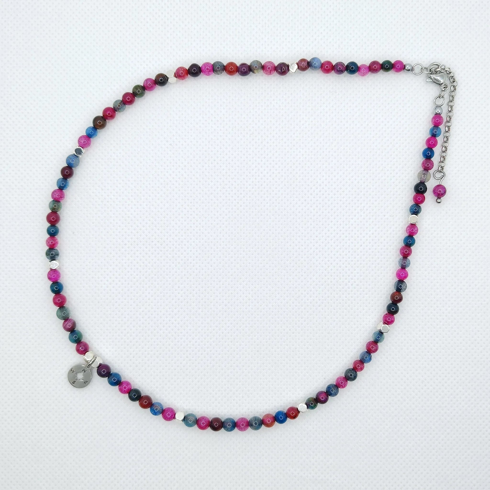 Naszyjnik z różowych i zielonych turmalinów