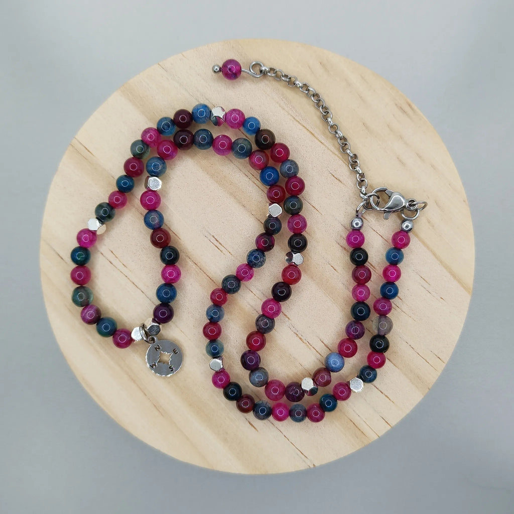 Naszyjnik z różowych i zielonych turmalinów