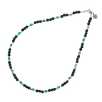 Naszyjnik z lawy wulkanicznej i zielonego trawionego agatu