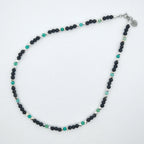 Naszyjnik z lawy wulkanicznej i zielonego trawionego agatu