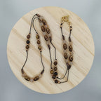 Naszyjnik na nici nylonowej z tygrysim okiem i agatem ognistym